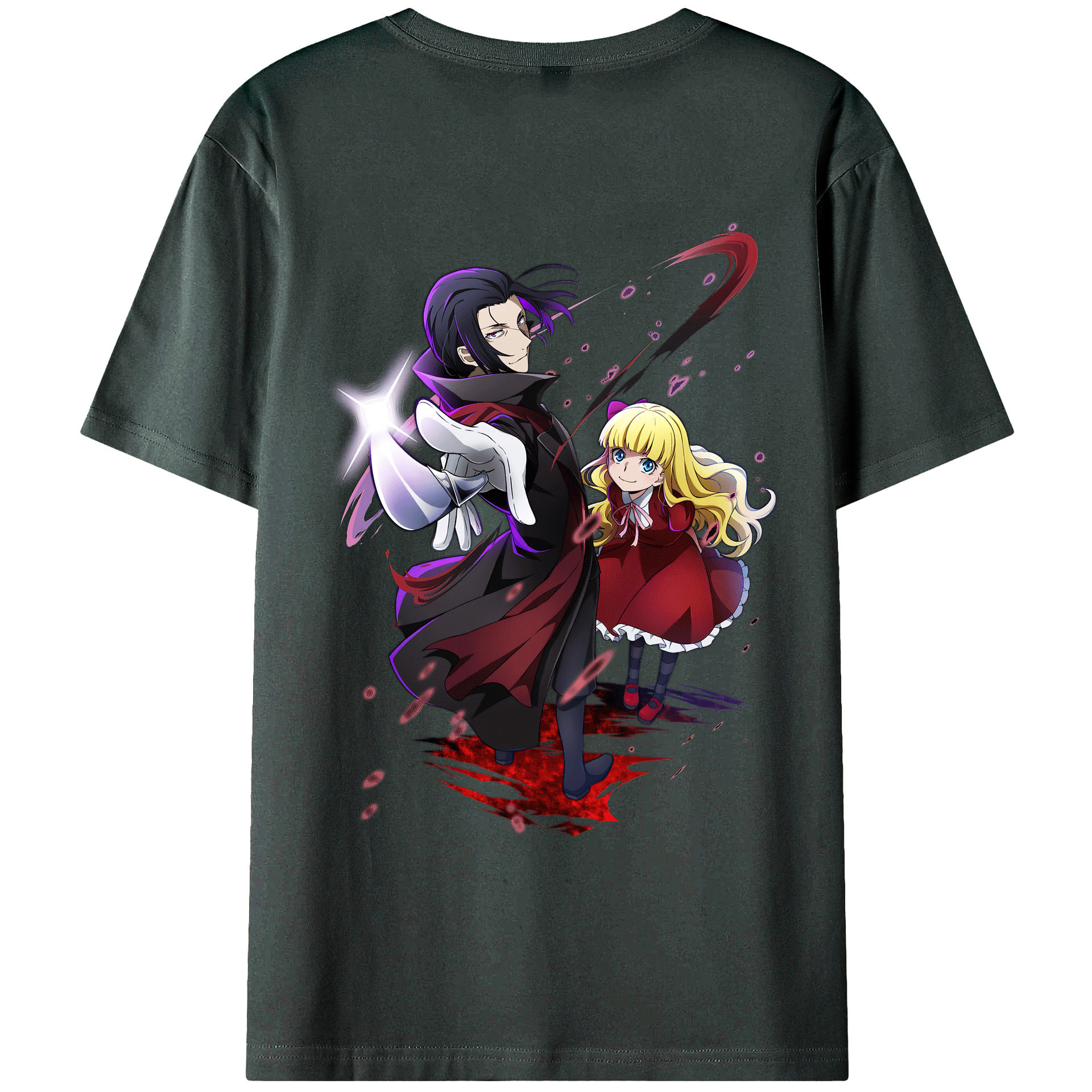 （画像用） 文豪ストレイドッグス Bungo Stray Dogs 綿100％ メンズ半袖Tシャツ（バックプリント） 通気性